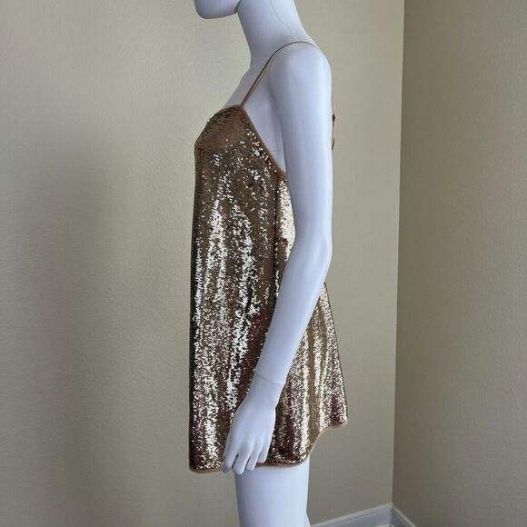 Free People Women's Size XS Time To Shine Gold Sequin Mini Slip Dress Party Y2K - Picture 11 of 16